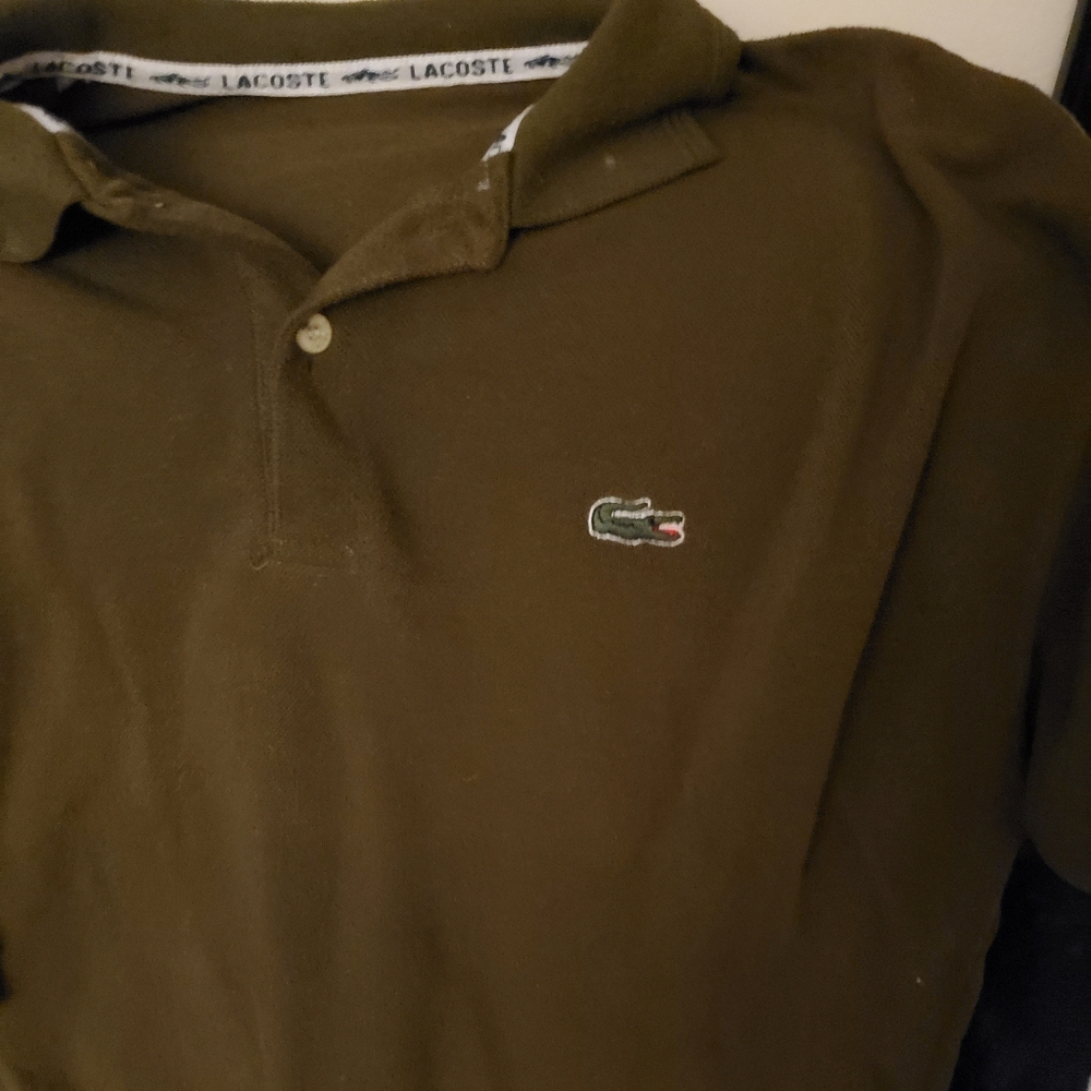 Lacoste Vintage short sleeve polo greenish brown - Picture 1 of 5